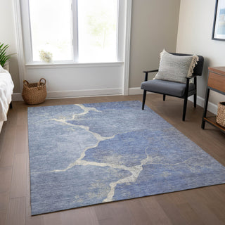 Piper Looms Chantille Abstract ACN1889 Denim Machine Washable Area Rug Lifestyle Image Feature