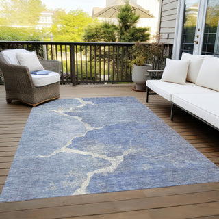 Piper Looms Chantille Abstract ACN1889 Denim Machine Washable Area Rug Outdoor Lifestyle Image Feature