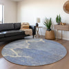 Piper Looms Chantille Abstract ACN1889 Denim Machine Washable Area Rug Round Lifestyle Image Feature