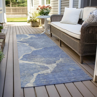 Piper Looms Chantille Abstract ACN1889 Denim Machine Washable Area Rug Runner Outdoor Lifestyle Image Feature
