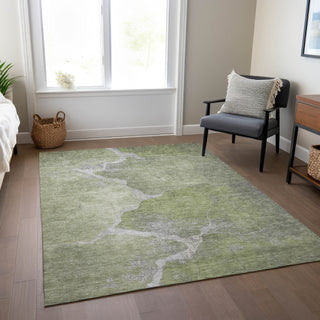 Piper Looms Chantille Abstract ACN1889 Green Machine Washable Area Rug Lifestyle Image Feature
