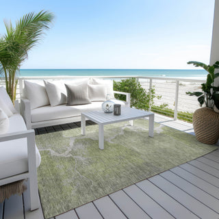 Piper Looms Chantille Abstract ACN1889 Green Machine Washable Area Rug Outdoor Lifestyle Image Feature