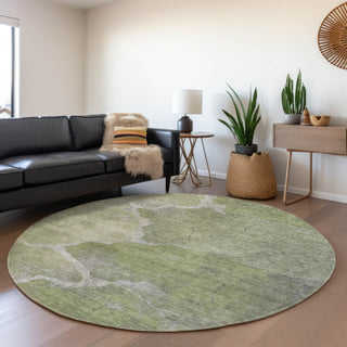 Piper Looms Chantille Abstract ACN1889 Green Machine Washable Area Rug Round Lifestyle Image Feature