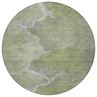 Piper Looms Chantille Abstract ACN1889 Green Machine Washable Area Rug Round Main Image
