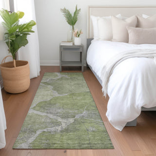 Piper Looms Chantille Abstract ACN1889 Green Machine Washable Area Rug Runner Lifestyle Image Feature