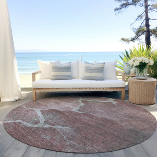 Piper Looms Chantille Abstract ACN1889 Mauve Machine Washable Area Rug Round Outdoor Lifestyle Image Feature
