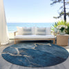 Piper Looms Chantille Abstract ACN1889 Navy Machine Washable Area Rug Round Outdoor Lifestyle Image Feature