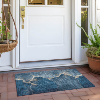Piper Looms Chantille Abstract ACN1889 Navy Machine Washable Area Rug Scatter Outdoor Lifestyle Image Feature
