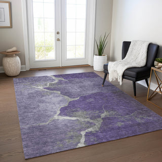 Piper Looms Chantille Abstract ACN1889 Purple Machine Washable Area Rug Lifestyle Image Feature