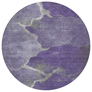 Piper Looms Chantille Abstract ACN1889 Purple Machine Washable Area Rug Round Main Image