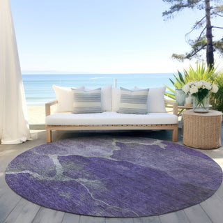 Piper Looms Chantille Abstract ACN1889 Purple Machine Washable Area Rug Round Outdoor Lifestyle Image Feature