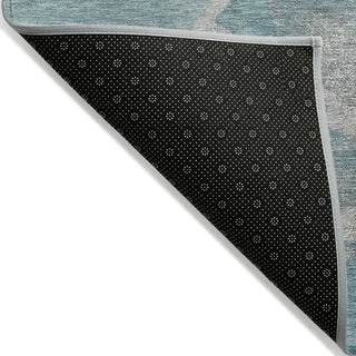 Piper Looms Chantille Abstract ACN1889 Teal Machine Washable Area Rug Backing Image