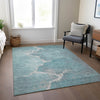 Piper Looms Chantille Abstract ACN1889 Teal Machine Washable Area Rug Lifestyle Image Feature