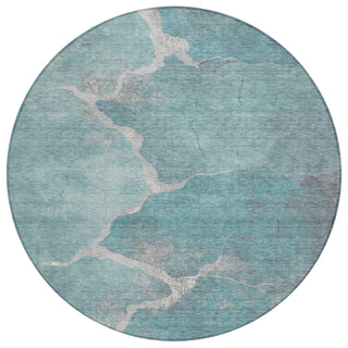 Piper Looms Chantille Abstract ACN1889 Teal Machine Washable Area Rug Round Main Image