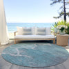 Piper Looms Chantille Abstract ACN1889 Teal Machine Washable Area Rug Round Outdoor Lifestyle Image Feature