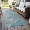 Piper Looms Chantille Abstract ACN1889 Teal Machine Washable Area Rug Runner Outdoor Lifestyle Image Feature