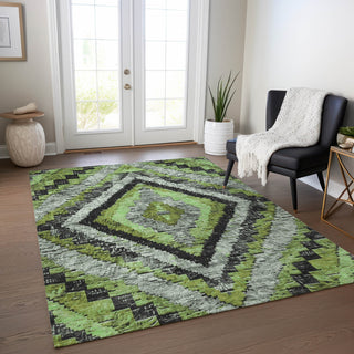 Piper Looms Chantille Aztec ACN1890 Aloe Machine Washable Area Rug Lifestyle Image Feature