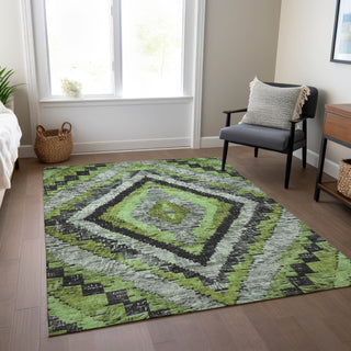 Piper Looms Chantille Aztec ACN1890 Aloe Machine Washable Area Rug Lifestyle Image Feature