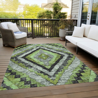 Piper Looms Chantille Aztec ACN1890 Aloe Machine Washable Area Rug Outdoor Lifestyle Image Feature