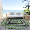 Piper Looms Chantille Aztec ACN1890 Aloe Machine Washable Area Rug Round Outdoor Lifestyle Image Feature