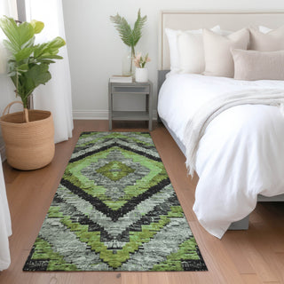 Piper Looms Chantille Aztec ACN1890 Aloe Machine Washable Area Rug Runner Lifestyle Image Feature