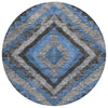 Piper Looms Chantille Aztec ACN1890 Blue Machine Washable Area Rug Round Main Image