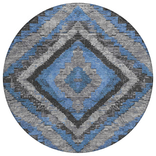 Piper Looms Chantille Aztec ACN1890 Blue Machine Washable Area Rug Round Main Image