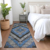Piper Looms Chantille Aztec ACN1890 Blue Machine Washable Area Rug Runner Lifestyle Image Feature