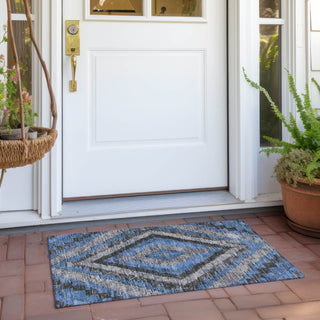 Piper Looms Chantille Aztec ACN1890 Blue Machine Washable Area Rug Scatter Outdoor Lifestyle Image Feature