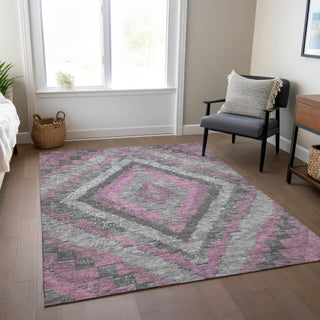 Piper Looms Chantille Aztec ACN1890 Blush Machine Washable Area Rug Lifestyle Image Feature