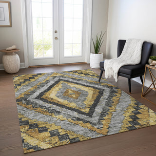 Piper Looms Chantille Aztec ACN1890 Gold Machine Washable Area Rug Lifestyle Image Feature