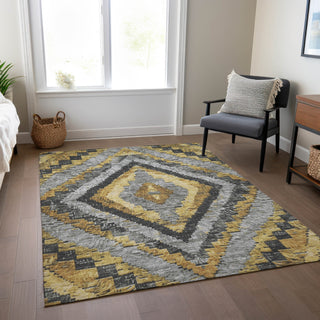 Piper Looms Chantille Aztec ACN1890 Gold Machine Washable Area Rug Lifestyle Image Feature