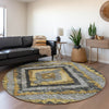 Piper Looms Chantille Aztec ACN1890 Gold Machine Washable Area Rug Round Lifestyle Image Feature