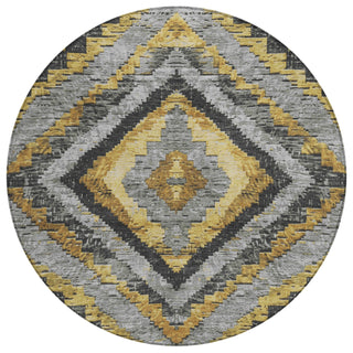Piper Looms Chantille Aztec ACN1890 Gold Machine Washable Area Rug Round Main Image