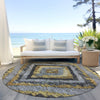 Piper Looms Chantille Aztec ACN1890 Gold Machine Washable Area Rug Round Outdoor Lifestyle Image Feature
