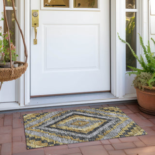 Piper Looms Chantille Aztec ACN1890 Gold Machine Washable Area Rug Scatter Outdoor Lifestyle Image Feature