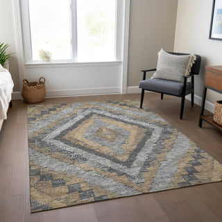 Piper Looms Chantille Aztec ACN1890 Khaki Machine Washable Area Rug Lifestyle Image Feature
