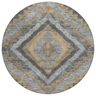 Piper Looms Chantille Aztec ACN1890 Khaki Machine Washable Area Rug Round Main Image
