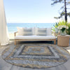 Piper Looms Chantille Aztec ACN1890 Khaki Machine Washable Area Rug Round Outdoor Lifestyle Image Feature