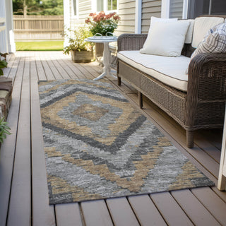 Piper Looms Chantille Aztec ACN1890 Khaki Machine Washable Area Rug Runner Outdoor Lifestyle Image Feature