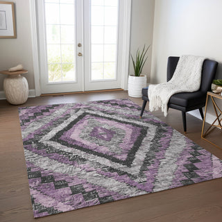 Piper Looms Chantille Aztec ACN1890 Lavender Machine Washable Area Rug Lifestyle Image Feature