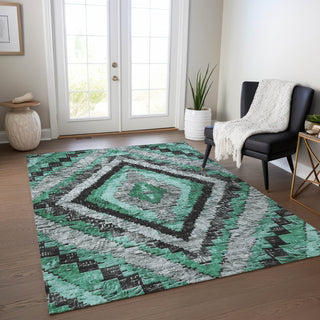 Piper Looms Chantille Aztec ACN1890 Seafoam Machine Washable Area Rug Lifestyle Image Feature