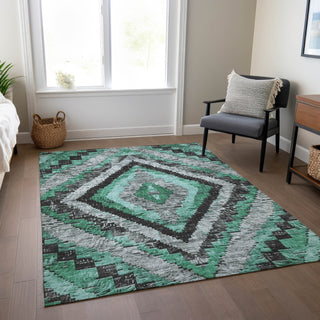 Piper Looms Chantille Aztec ACN1890 Seafoam Machine Washable Area Rug Lifestyle Image Feature