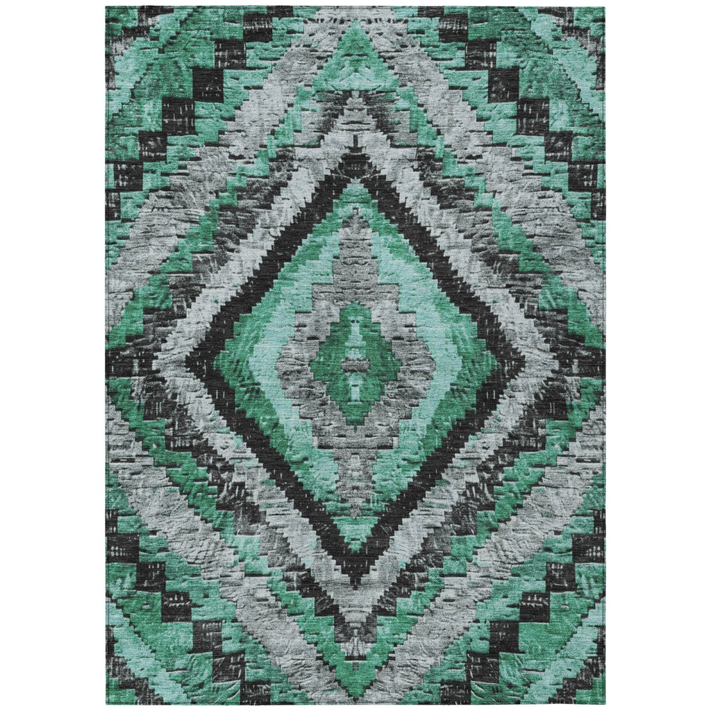 Piper Looms Chantille Aztec ACN1890 Seafoam Machine Washable Area Rug main image