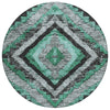 Piper Looms Chantille Aztec ACN1890 Seafoam Machine Washable Area Rug Round Main Image