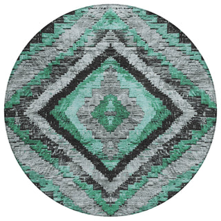 Piper Looms Chantille Aztec ACN1890 Seafoam Machine Washable Area Rug Round Main Image