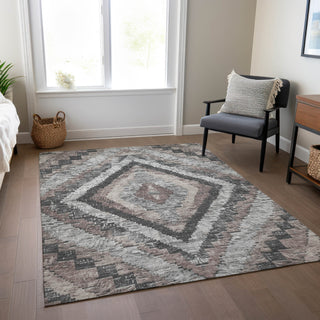 Piper Looms Chantille Aztec ACN1890 Taupe Machine Washable Area Rug Lifestyle Image Feature