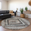 Piper Looms Chantille Aztec ACN1890 Taupe Machine Washable Area Rug Round Lifestyle Image Feature