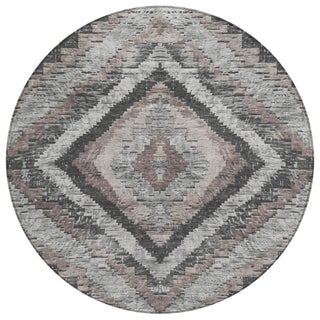 Piper Looms Chantille Aztec ACN1890 Taupe Machine Washable Area Rug Round Main Image