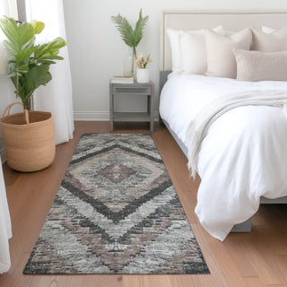 Piper Looms Chantille Aztec ACN1890 Taupe Machine Washable Area Rug Runner Lifestyle Image Feature